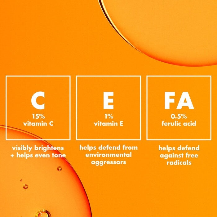 e.l.f. SKIN Bright lcon Vitamin C + E +Ferulic Serum, Brightening & SoothingFace Serum, Helps Even Skin Tone,Vegan & Cruelty-Free, 1 fl oz（2pack）