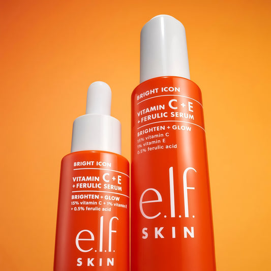 e.l.f. SKIN Bright lcon Vitamin C + E +Ferulic Serum, Brightening & SoothingFace Serum, Helps Even Skin Tone,Vegan & Cruelty-Free, 1 fl oz（2pack）
